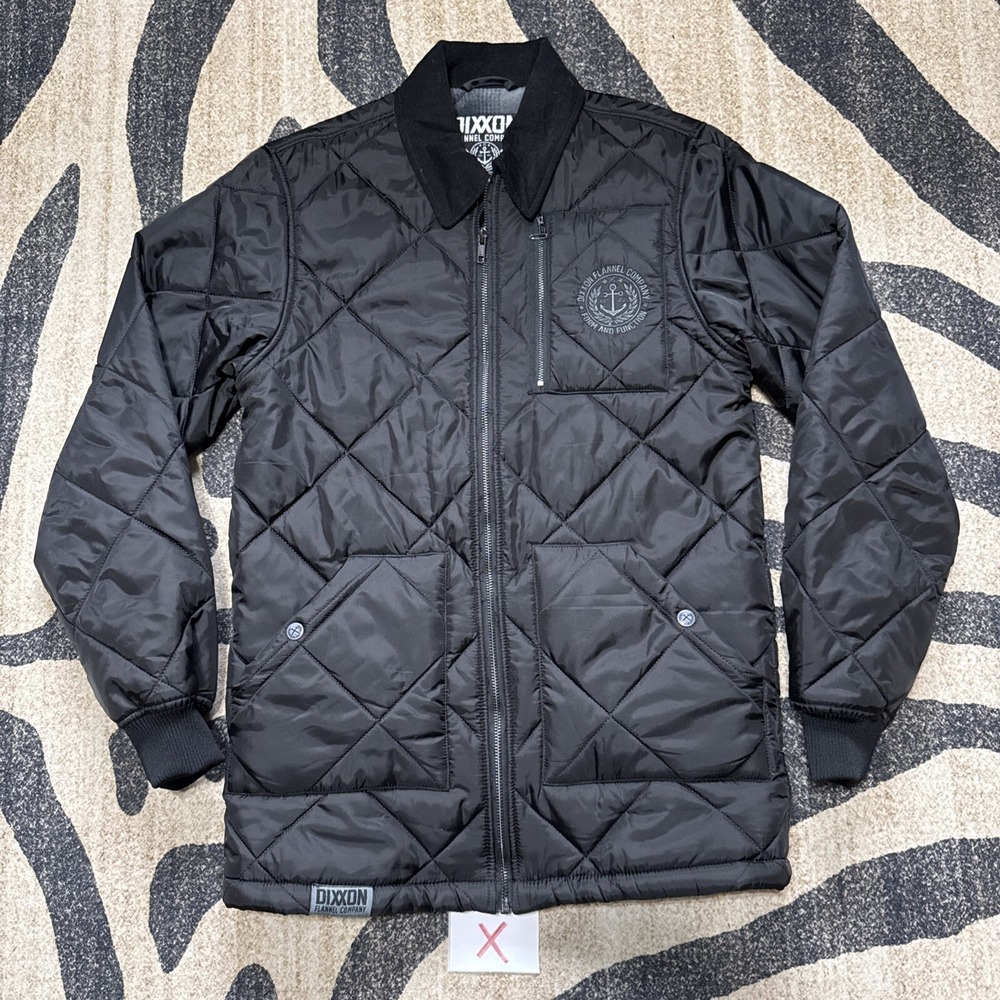 Dixxon Jacket Mens Small Black Midnight Diamond Stitch Quilted Lined NWOT